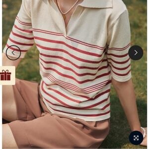 Simple Retro Collared Top with Stripes